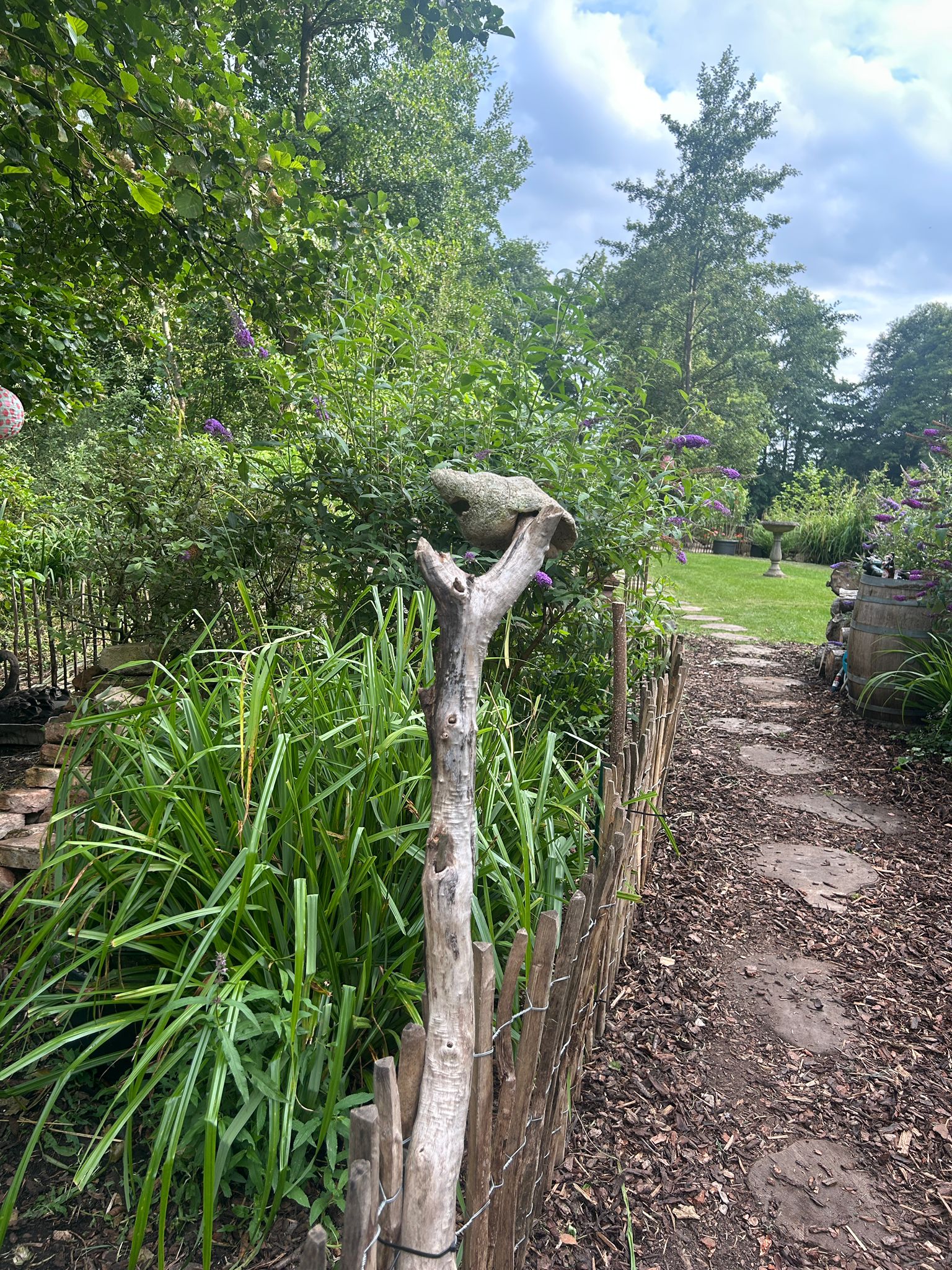 Naturnaher Gartenweg mit Holzzaun